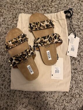 Myra Bag Leopard Print Double-Strap Sandals in Brown and Black
